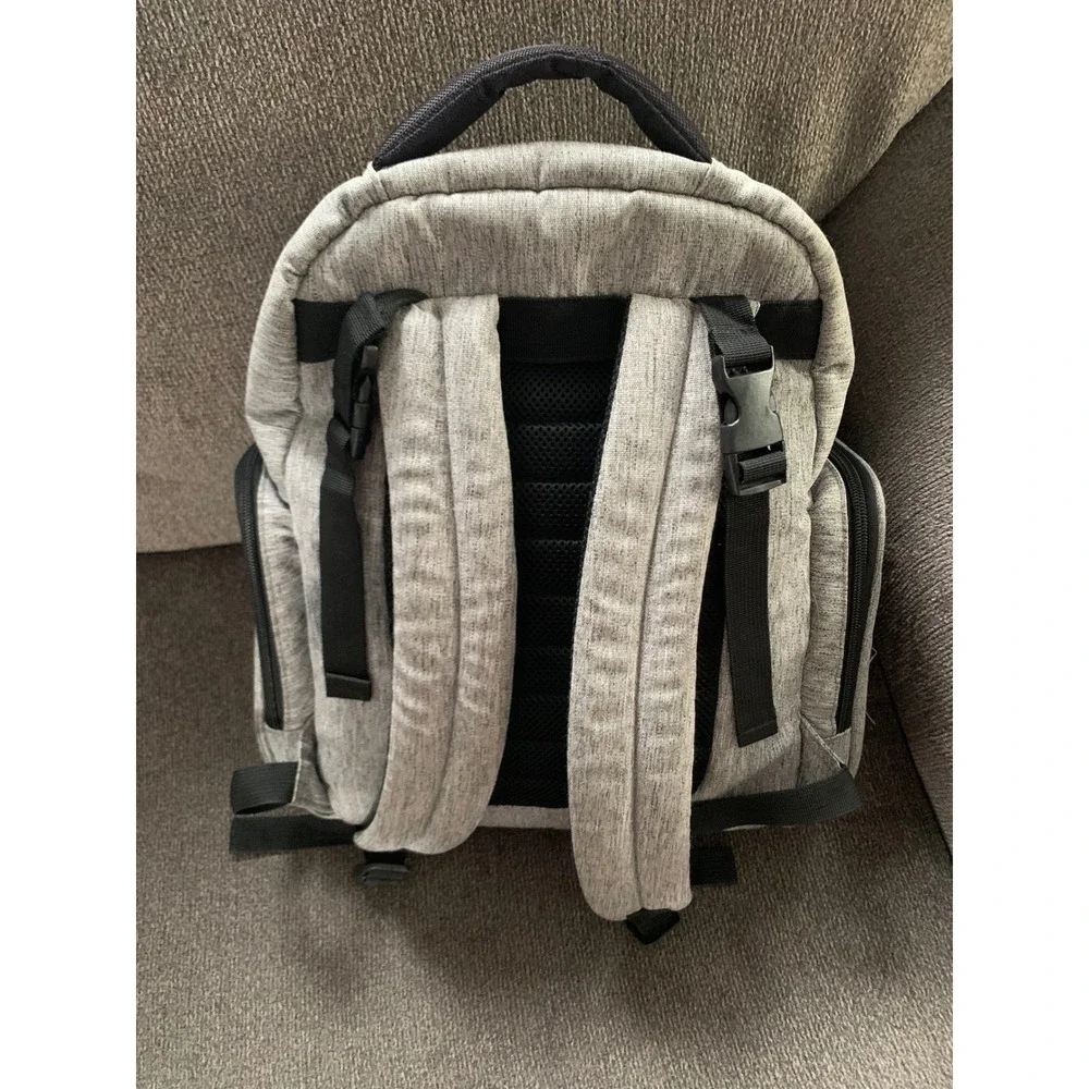 Eddie Bauer First Adventure Diaper Bag Backpack Heather Grey Multi Pocket